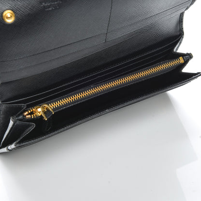 Prada Saffiano Metal Continental Flap Wallet Nero Black 6 of 6