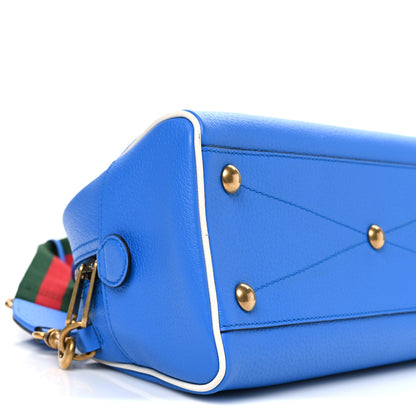 Gucci X ADIDAS Textured Dollar Calfskin Web Trefoil Logo Embossed Mini Bowling Bag Blue 9 of 10