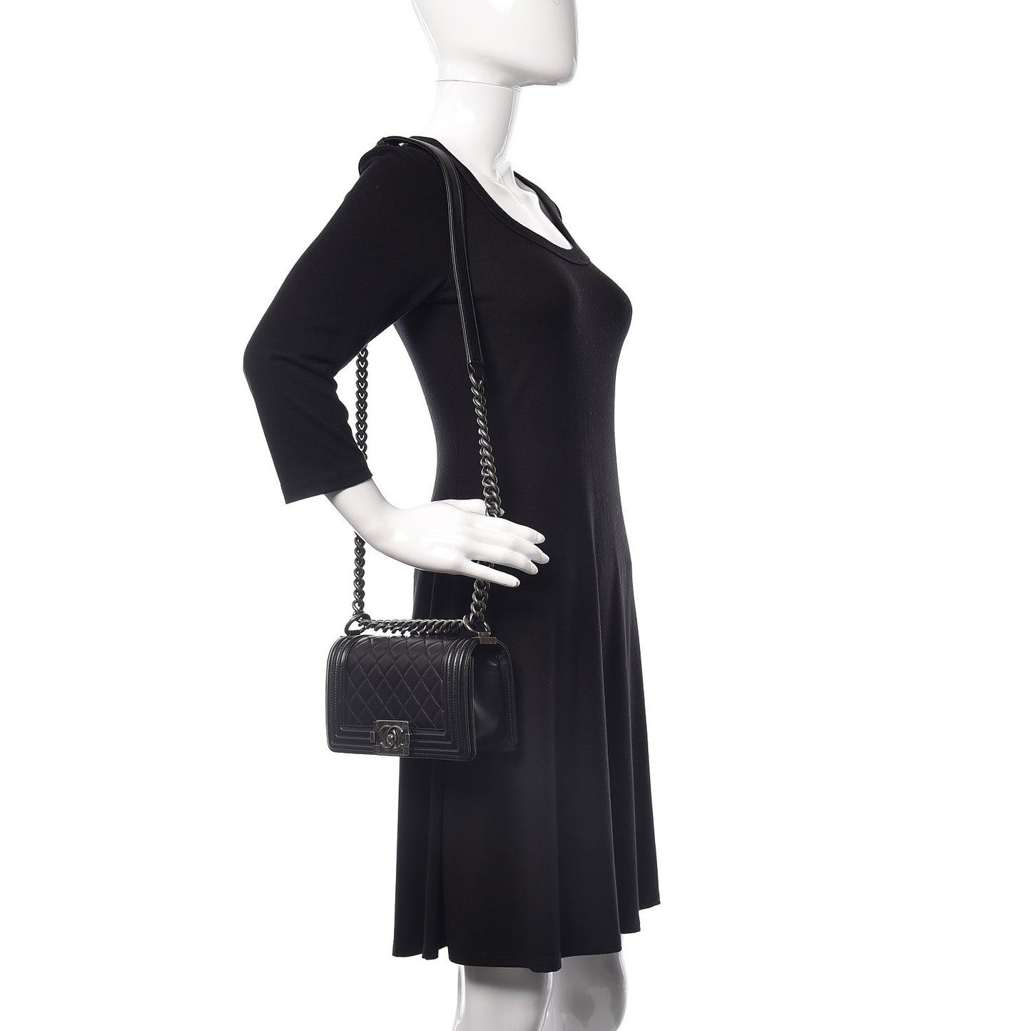 Lambskin Quilted Small Boy Flap Black