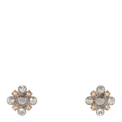 Chanel Crystal CC Flower Earrings Silver 1 of 4