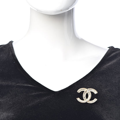 Chanel Crystal CC Brooch Light Gold 2 of 5