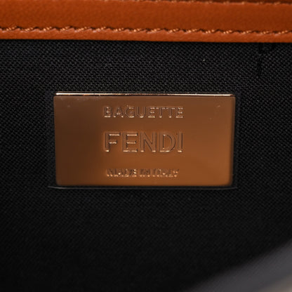 Fendi Vitello Grace Nappa Enamel Leopard Chain Baguette Ice White Multicolor Brandy Black 5 of 13