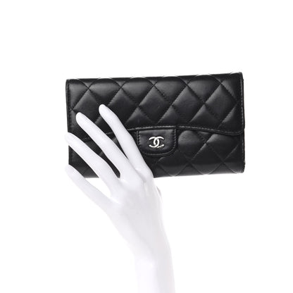 Chanel Lambskin Quilted Large Flap Wallet Black 2 of 11