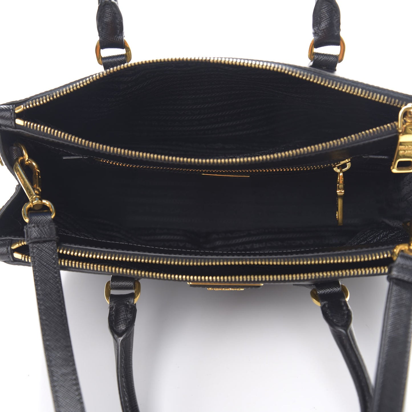 Saffiano Medium Galleria Double Zip Tote Black
