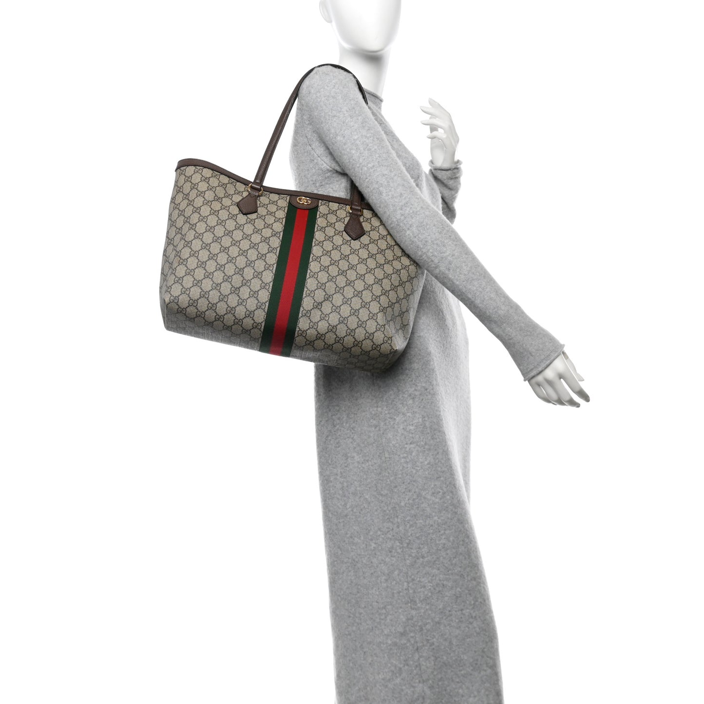 GG Supreme Monogram Medium Ophidia Shopping Tote Brown