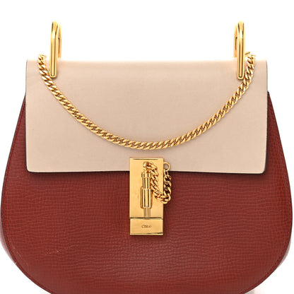Chloe Grained Calfskin Lambskin Bi-Color Drew Shoulder Bag Beige Brown 6 of 9