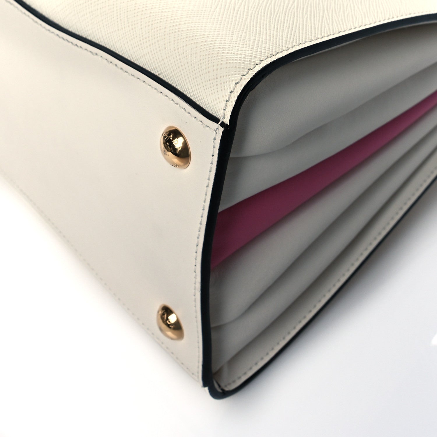 Prada Saffiano City Calfskin Medium Bibliothèque Top Handle Bianco Begon 10 of 11