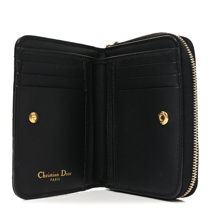 Christian Dior Grained Calfskin Supple Cannage Caro Scarlet Zipped Wallet Black 6 of 8