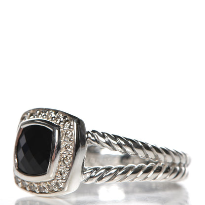 David Yurman Sterling Silver Diamond Black Onyx 7mm Petite Albion Ring 56 7.5 3 of 5