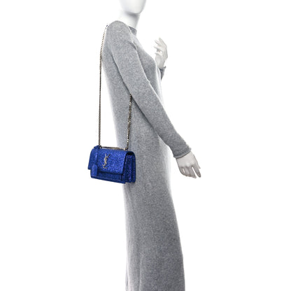 Saint Laurent Metallic Crackled Calfskin Small Monogram Sunset Blue 2 of 8