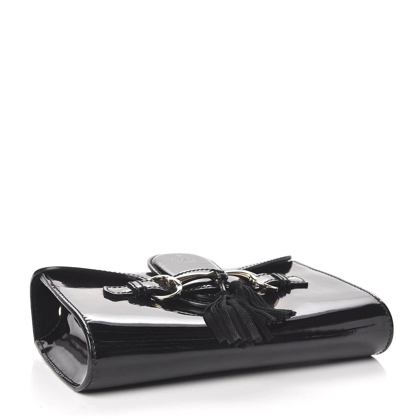 Patent Small Emily Chain Shoulder Bag Black