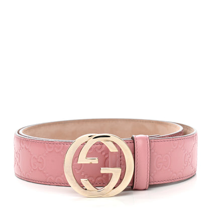 Gucci Guccissima Signature Interlocking G 37mm Belt 90 36 Rose Baby Candy 1 of 7