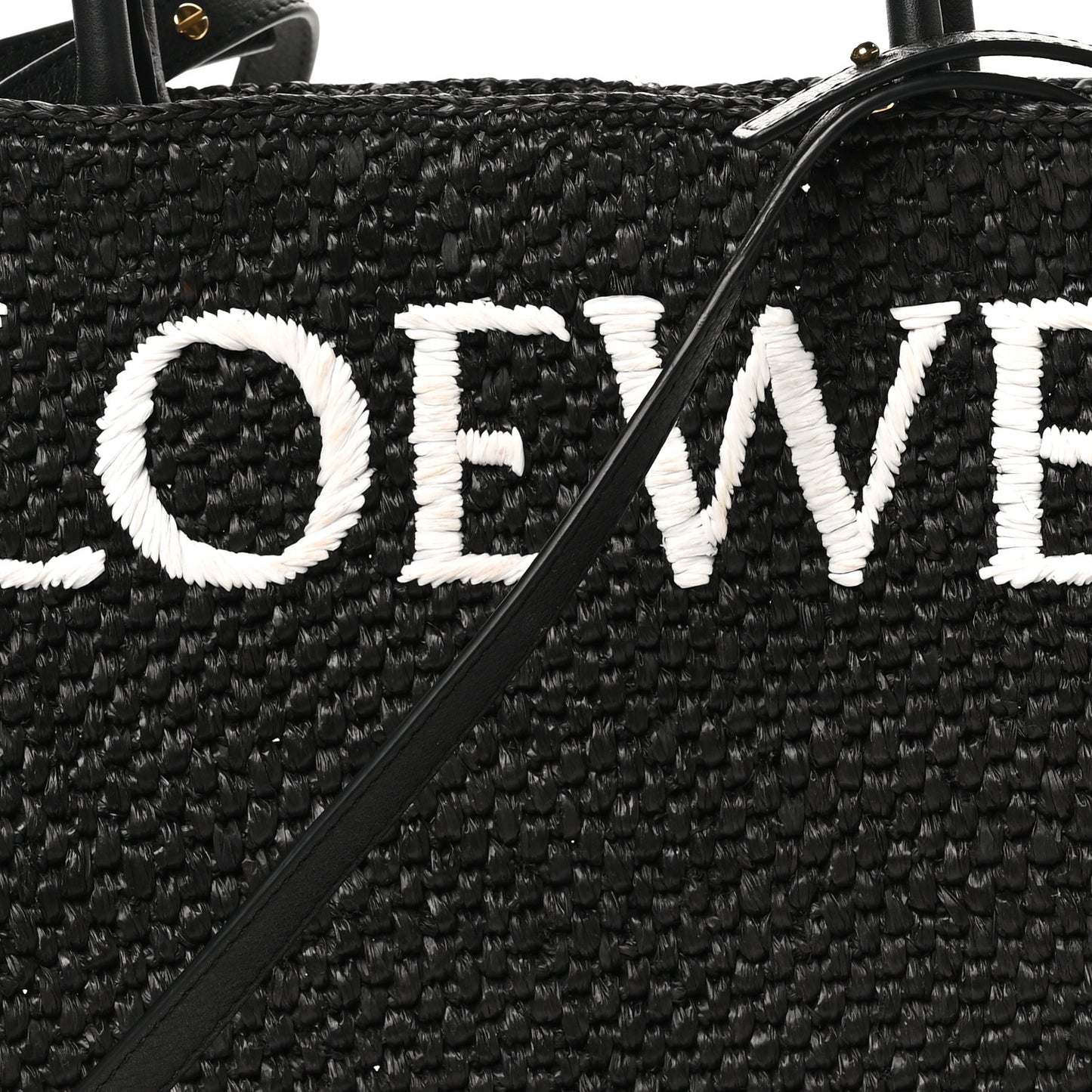 Raffia Calfskin Standard A4 Tote Bag Black