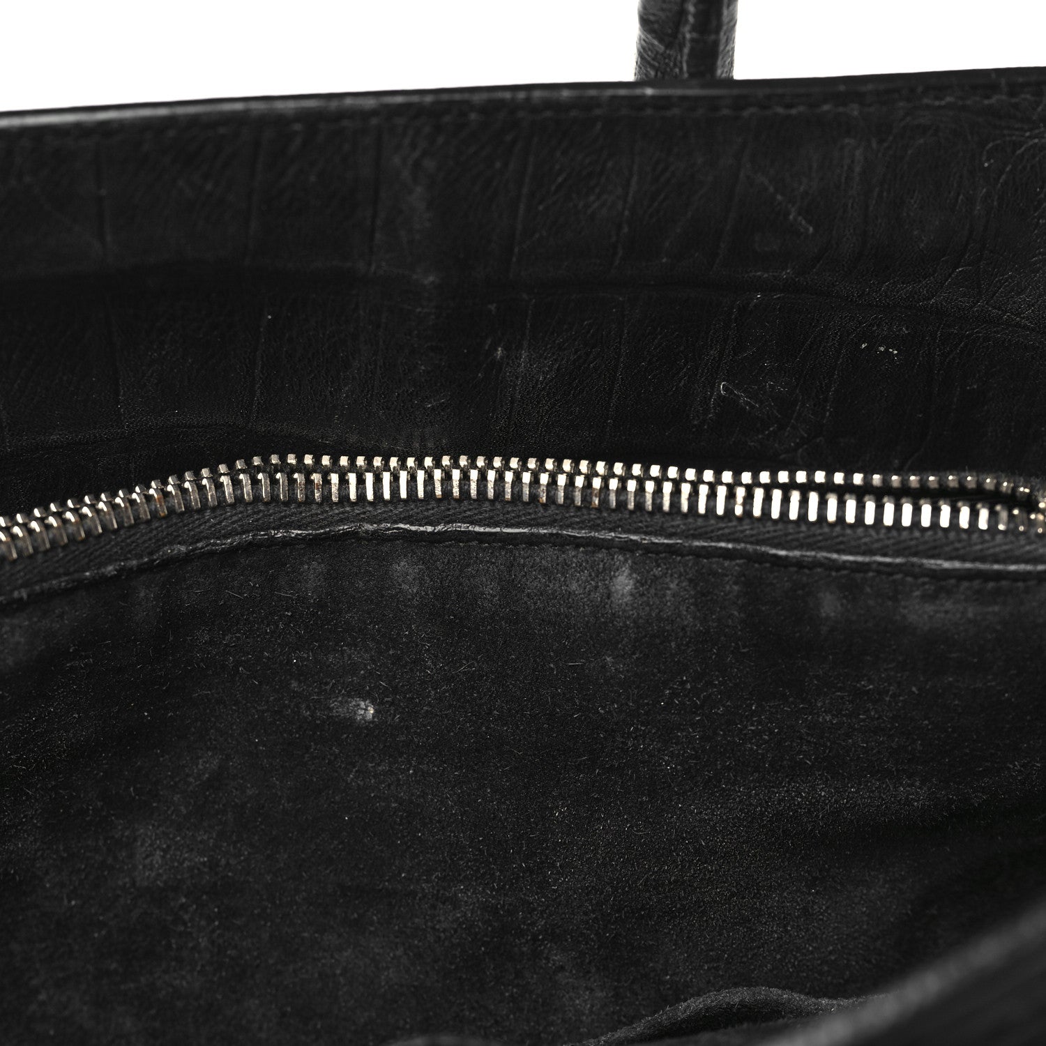 Saint Laurent Calfskin Crocodile Embossed Small Sac de Jour Black 10 of 11