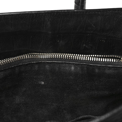 Saint Laurent Calfskin Crocodile Embossed Small Sac de Jour Black 10 of 11