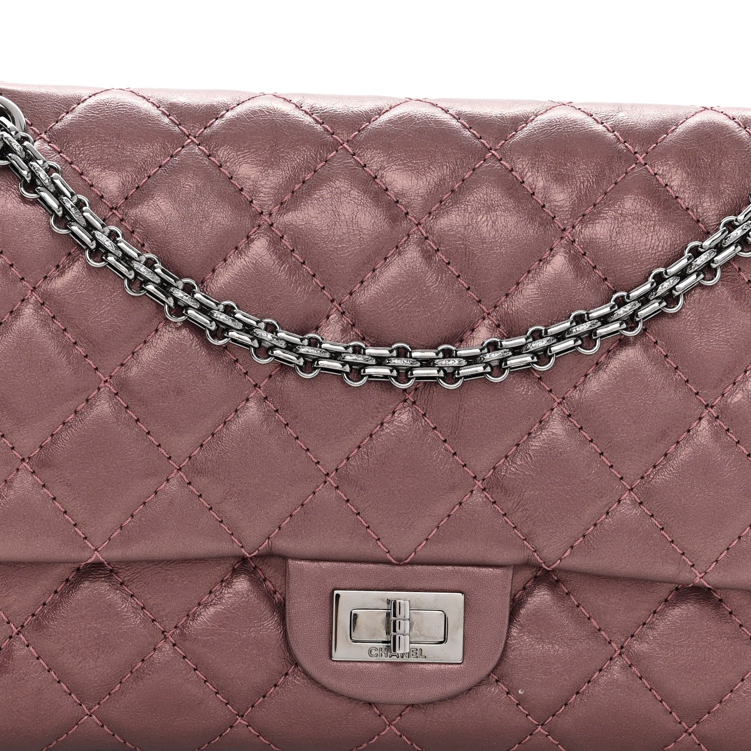 Chanel Metallic Aged Calfskin Quilted 2.55 Reissue 226 Flap Rose Fonce 8 of 12