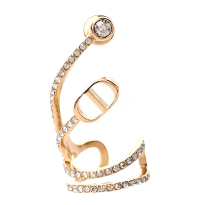Christian Dior Metal Crystal Petit Rigid CD Ear Jewelry Gold 1 of 4