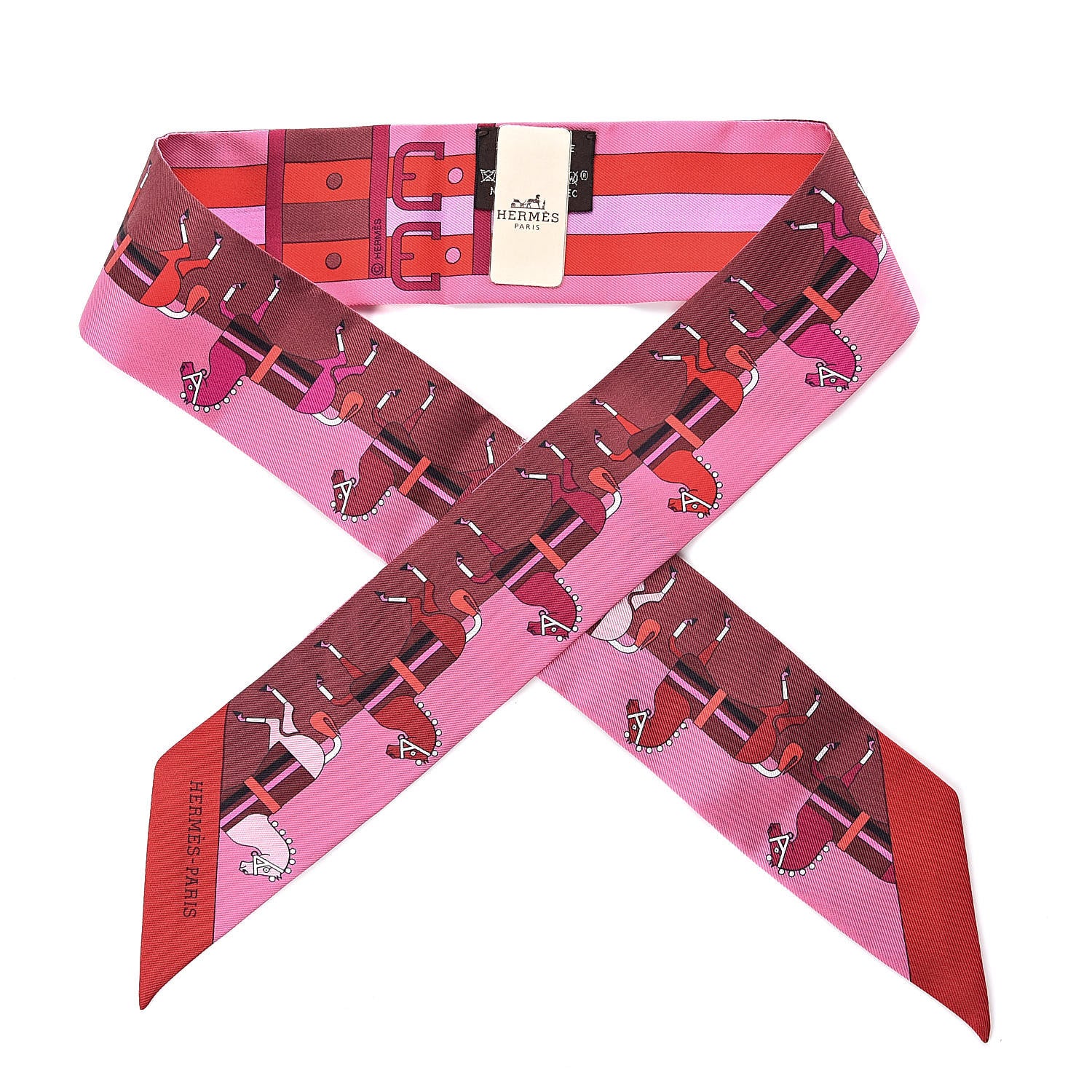 Hermes Silk Rocabar Twilly Rose Vif Bordeaux 1 of 3