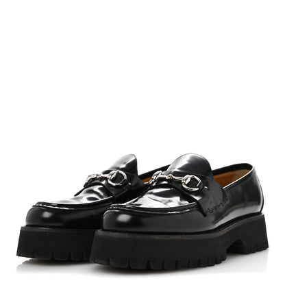 Gucci Cordovan Lux Womens Horsebit 45mm Platform Loafers 39 Black 4 of 11