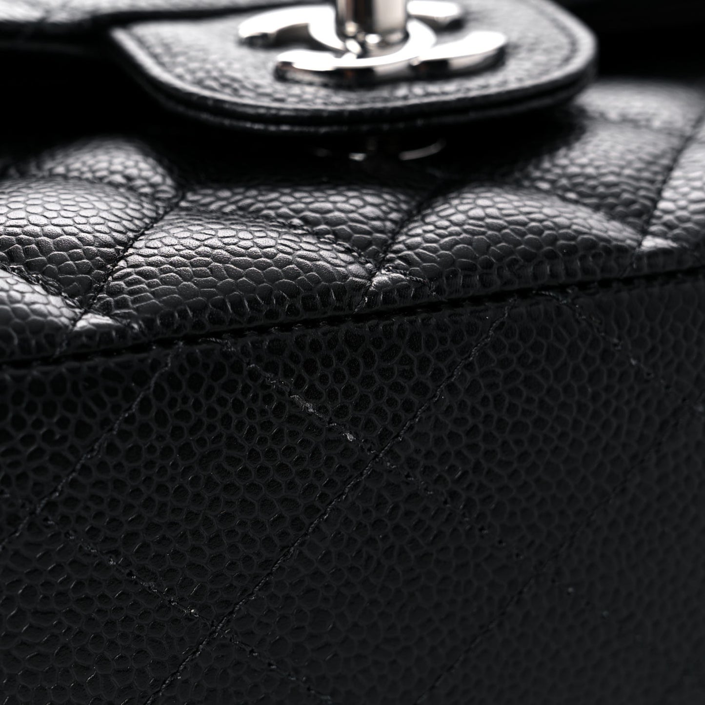 Caviar Quilted Medium Double Flap Black