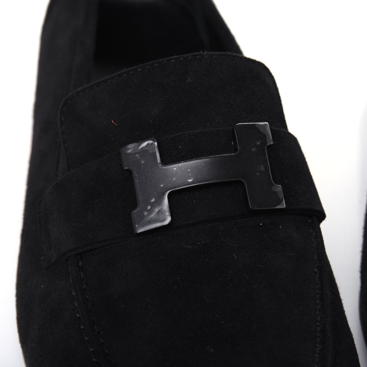 Hermes Suede Goatskin Mens Paris Loafers 40 Black 10 of 10