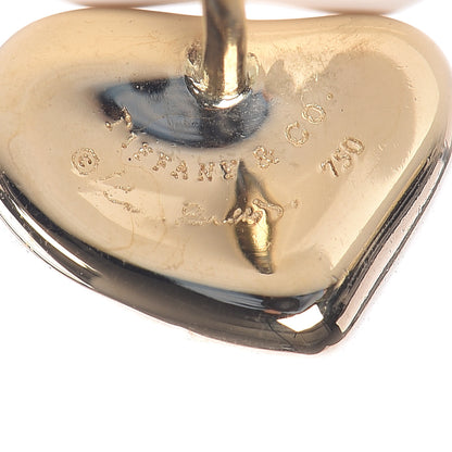 Tiffany 18K Yellow Gold 10mm Elsa Peretti Full Heart Earrings 4 of 5