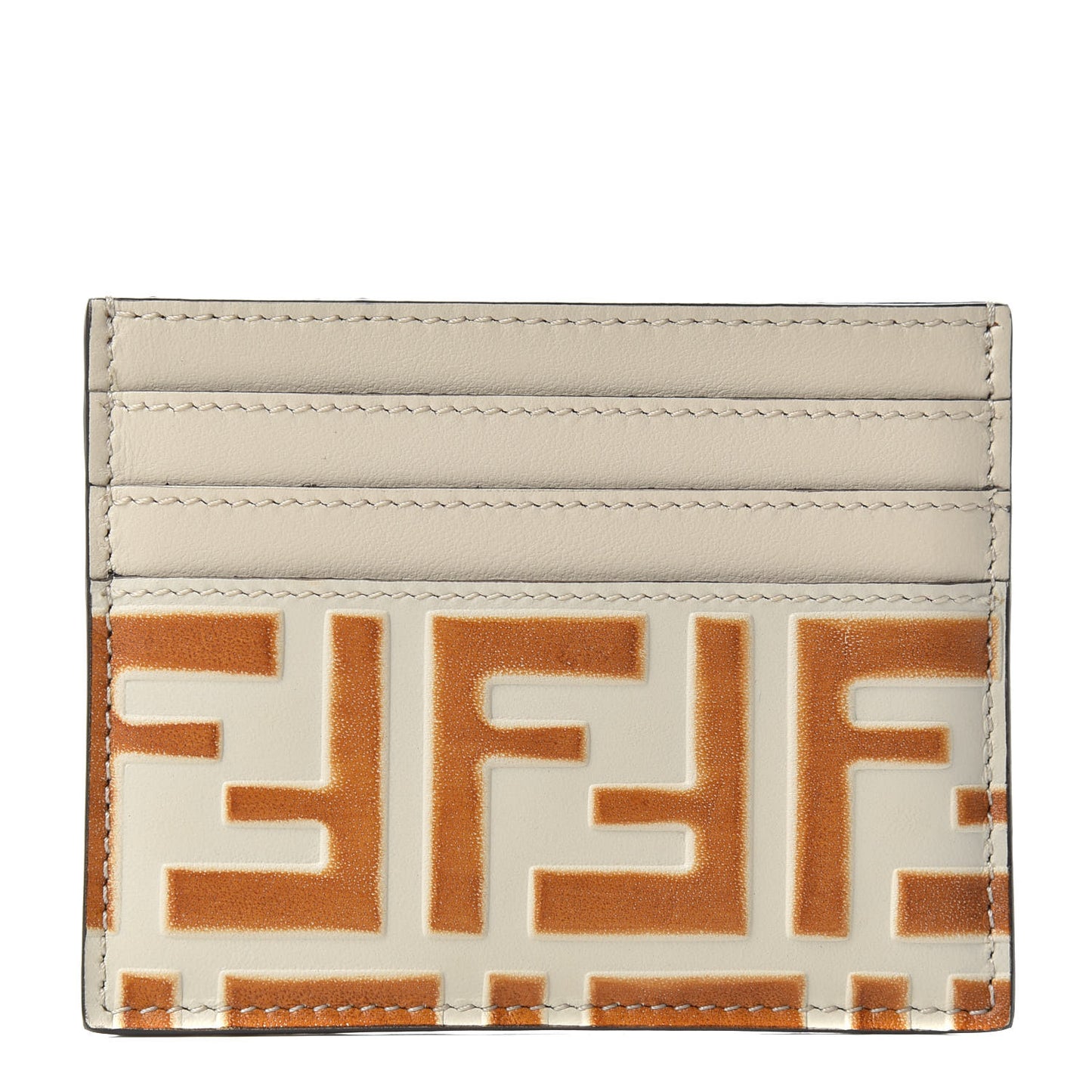 Vitello Soft Bi-Color FF 1974 Embossed Card Holder Camelia Saddler