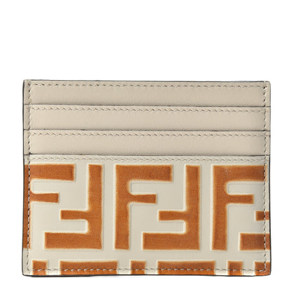 Fendi Vitello Soft Bi-Color FF 1974 Embossed Card Holder Camelia Saddler 1 of 6