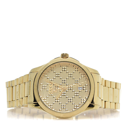 Gucci Stainless Steel 38mm G-Timeless Diamante Quartz Watch Gold 3 of 9