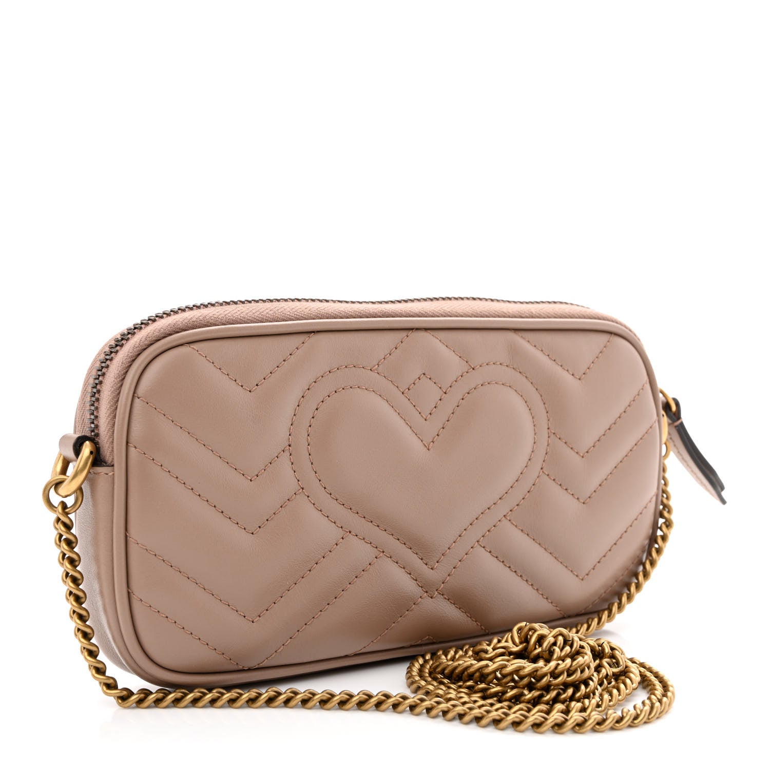 Gucci Calfskin Matelasse Mini GG Marmont Chain Crossbody Bag Porcelain Rose 3 of 11