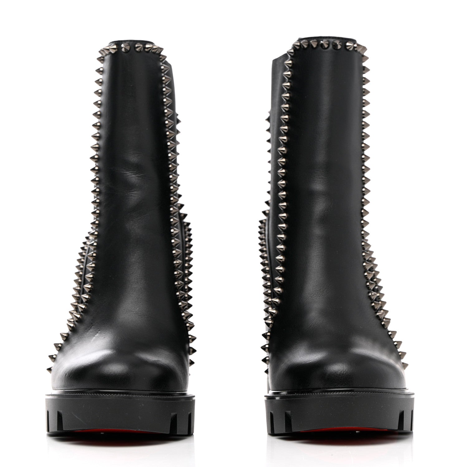 Christian Louboutin Nappa Out Line Spike Lug 100 Boots 37.5 Black 2 of 16