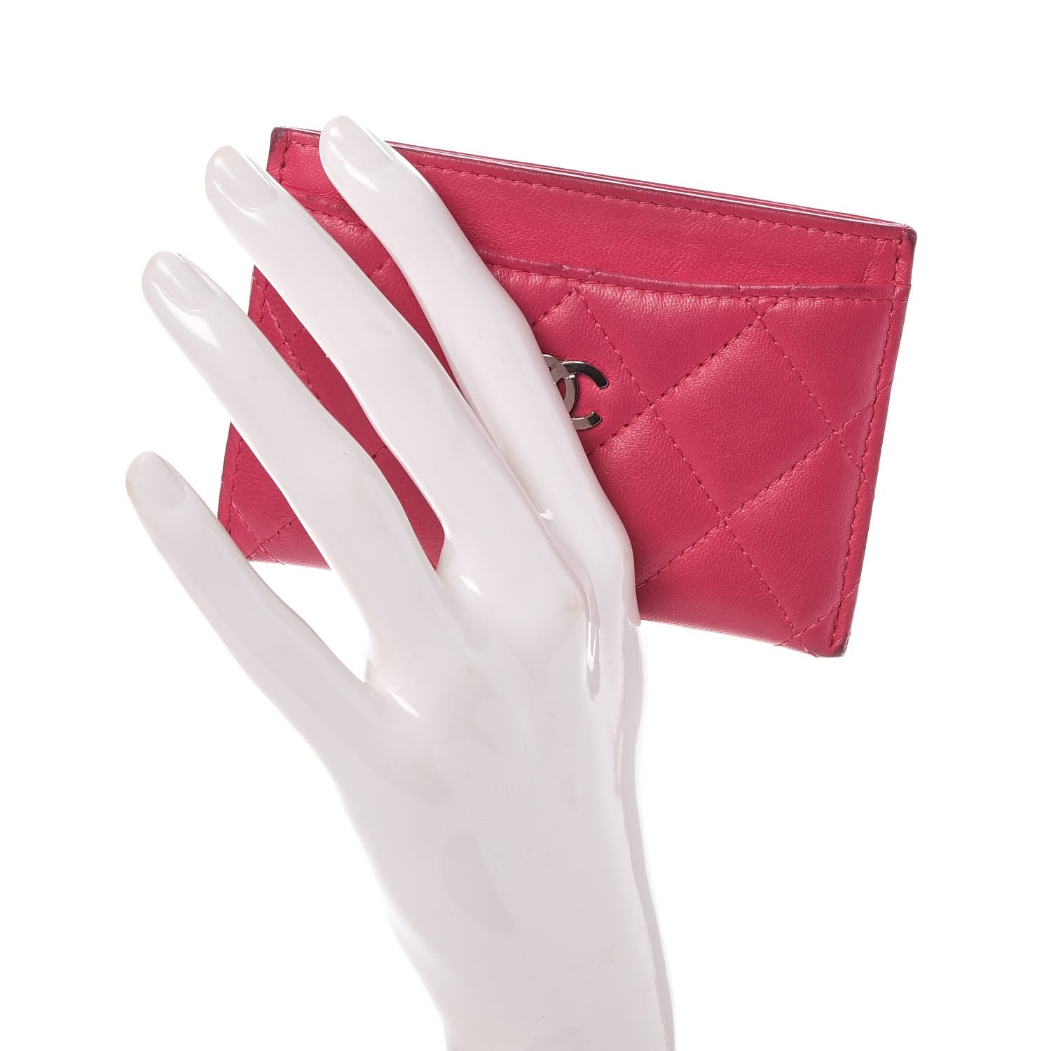 Chanel Lambskin Quilted Card Holder Fuchsia 2 of 13