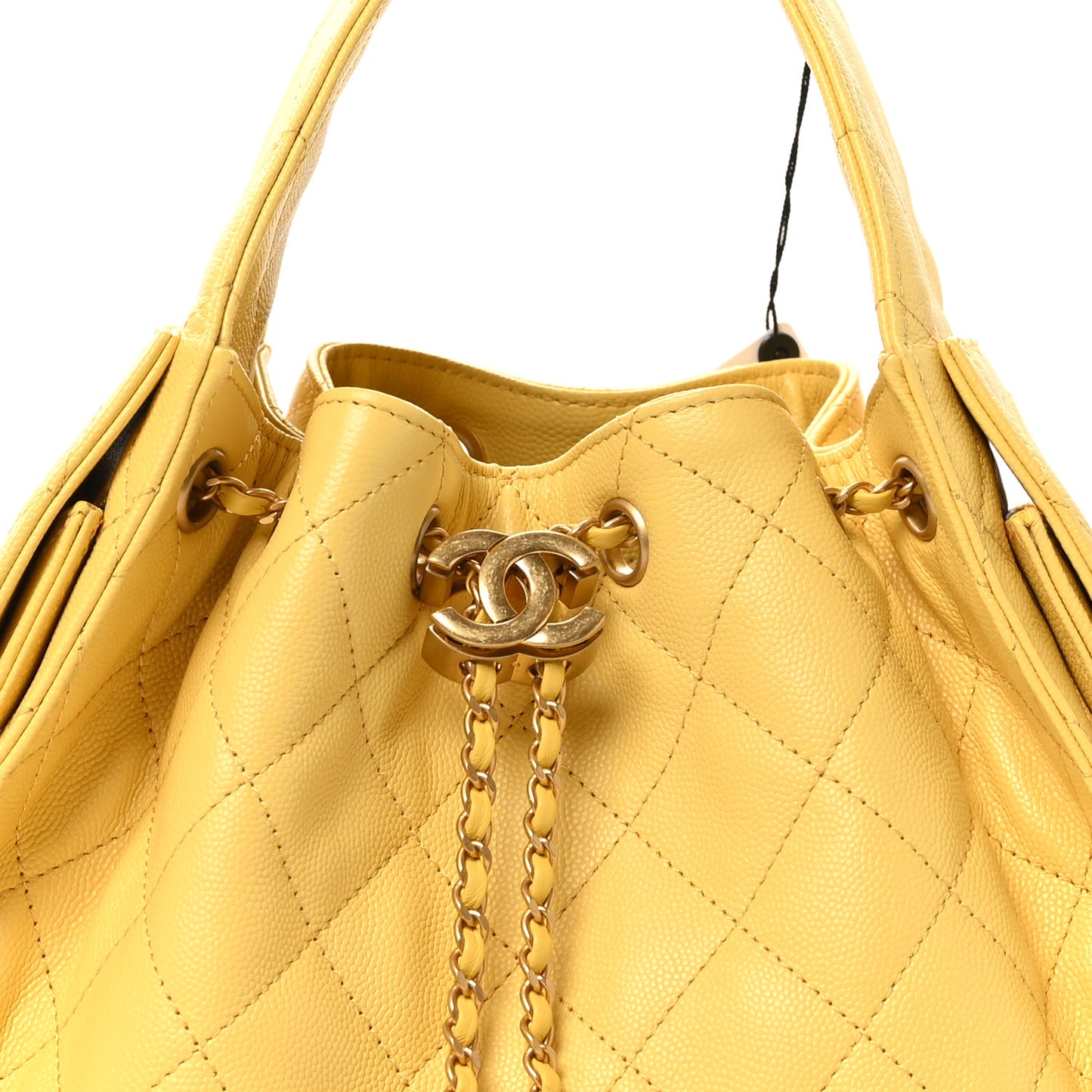 Caviar Quilted Small Chanel 25 Handbag Yellow Yellow