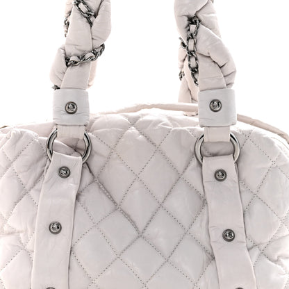 Chanel Distressed Lambskin Vintage Ligne Lady Braid Small Tote White 8 of 13