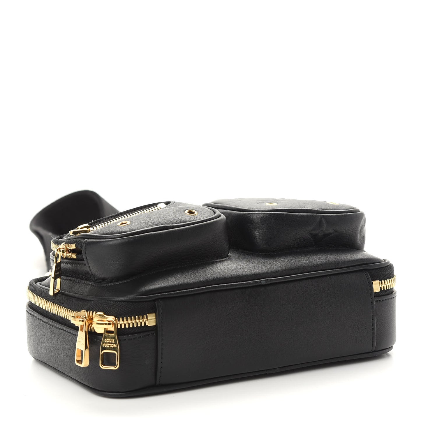 Calfskin Monogram Embossed Utility Crossbody Black