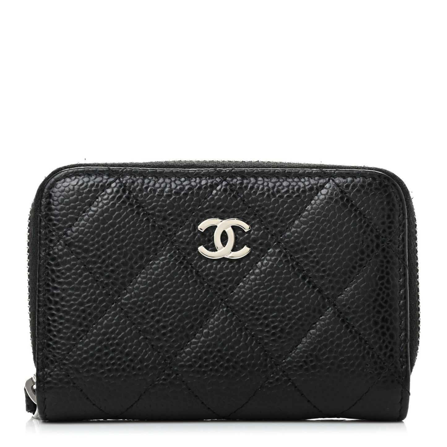 Caviar Quilted Zip Coin Purse Black