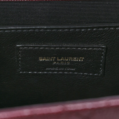 Saint Laurent Grain De Poudre Textured Mixed Matelasse Medium Triquilt Monogram Satchel Rouge Legion 6 of 8