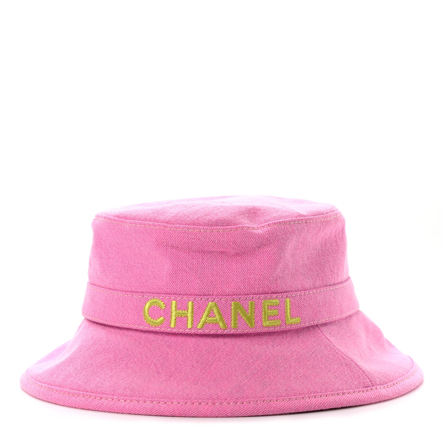Denim Logo Bucket Hat Pink Yellow