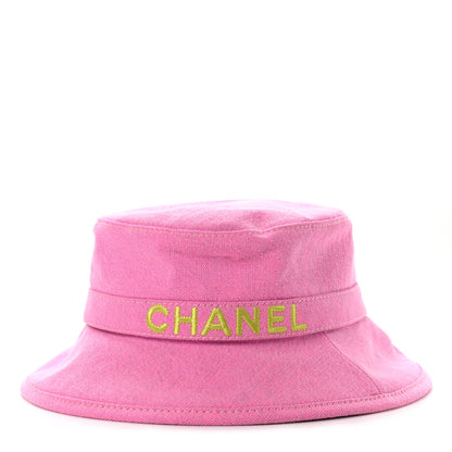 Chanel Denim Logo Bucket Hat Pink Yellow 1 of 9