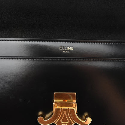 Celine Shiny Calfskin Triomphe Chain Bag Black 6 of 9
