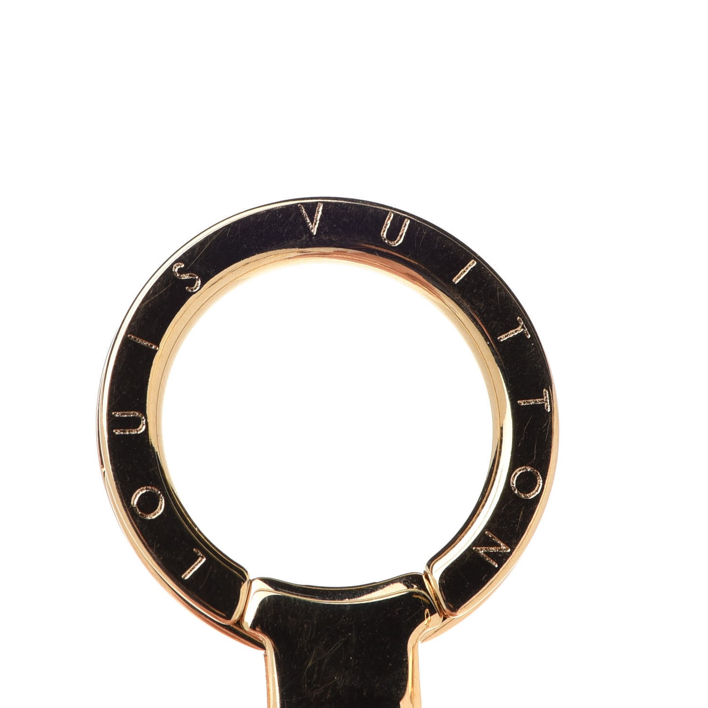 Brass Enamel Fleur De Monogram Bag Charm Chain Gold
