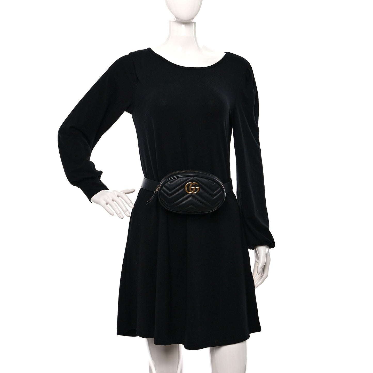 Calfskin Matelasse GG Marmont Belt Bag 75 30 Black
