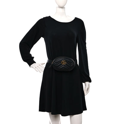 Gucci Calfskin Matelasse GG Marmont Belt Bag 75 30 Black 2 of 11