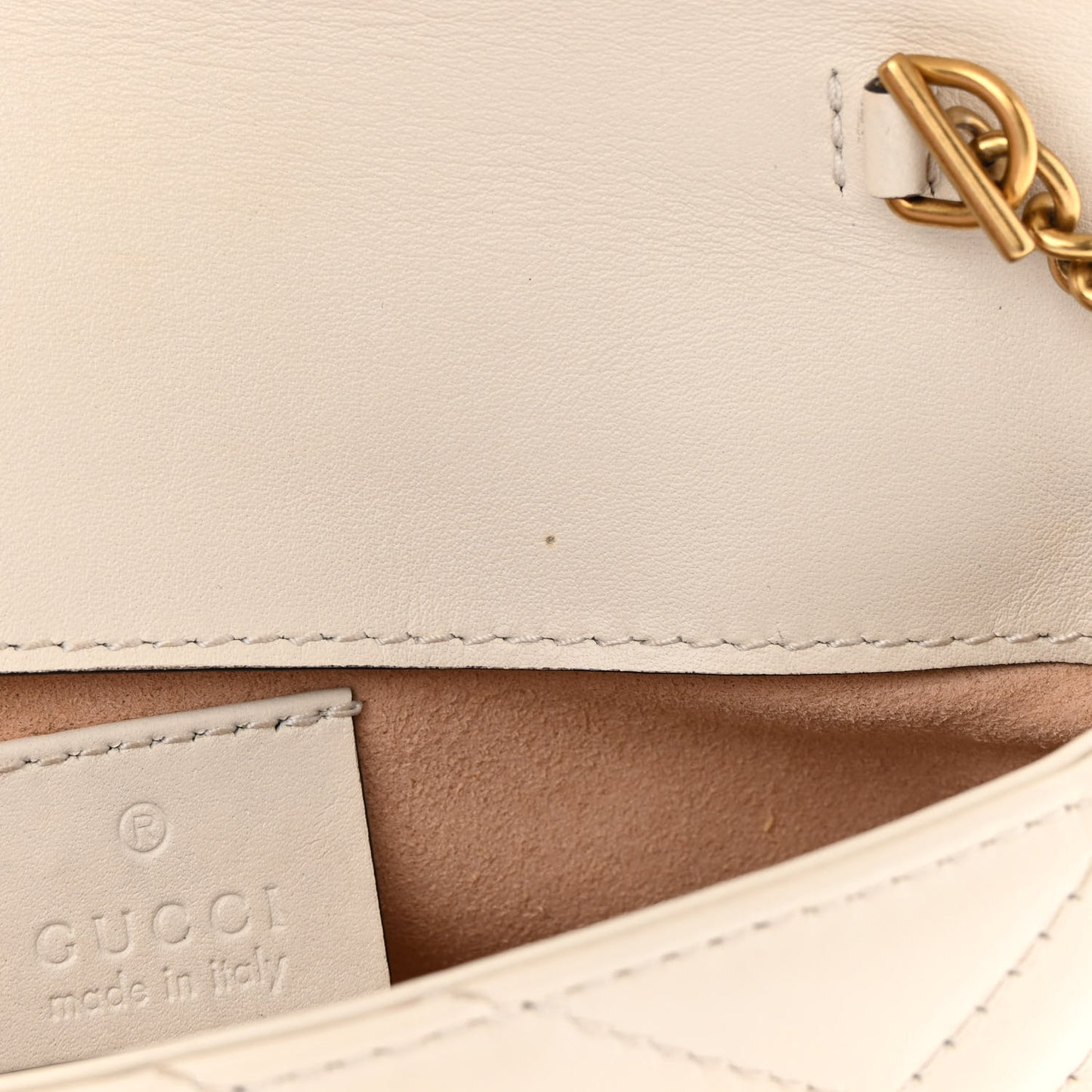 Calfskin Matelasse Super Mini GG Marmont Shoulder Bag White