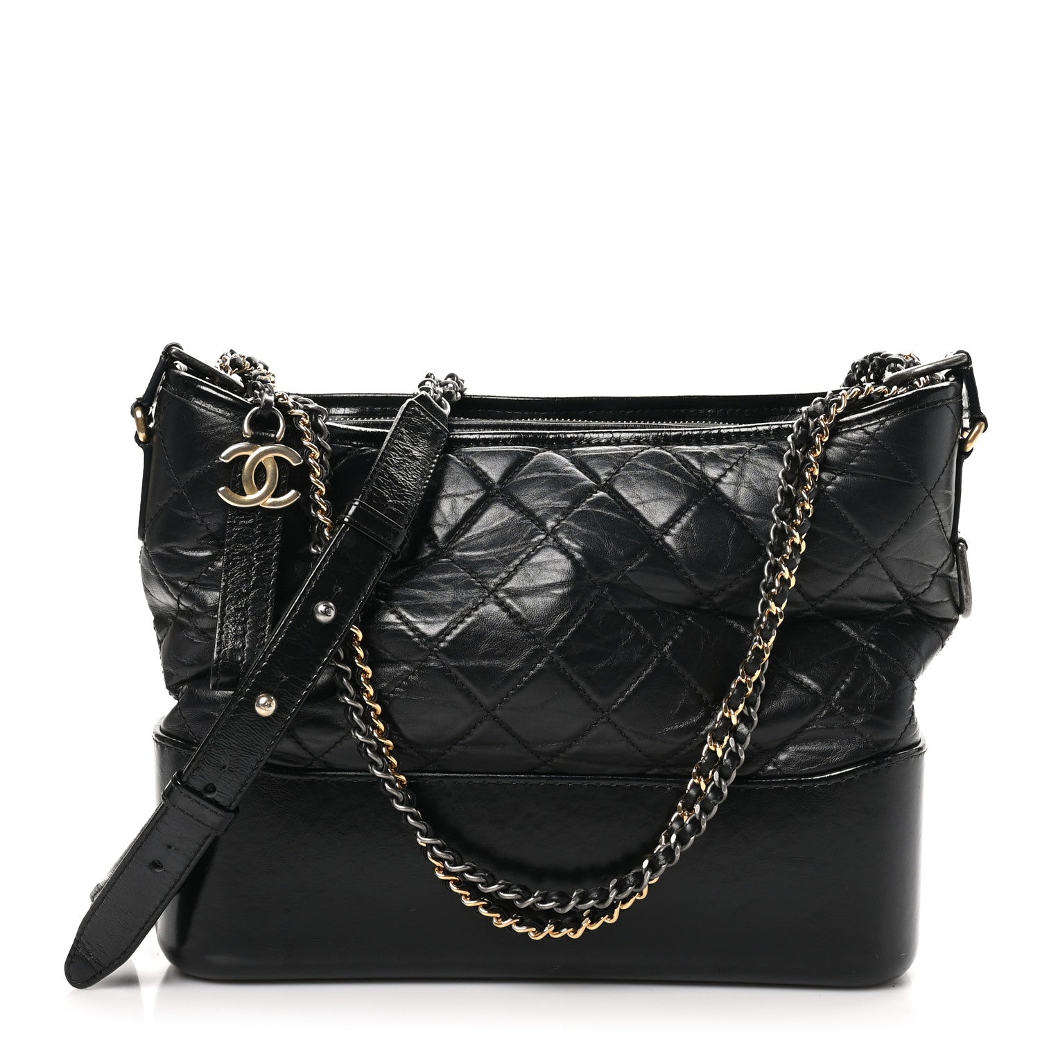 Chanel Aged Calfskin Quilted Medium Gabrielle Hobo Black 1 of 11