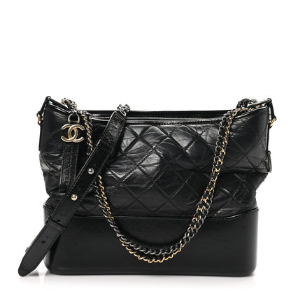 Chanel Aged Calfskin Quilted Medium Gabrielle Hobo Black 1 of 11