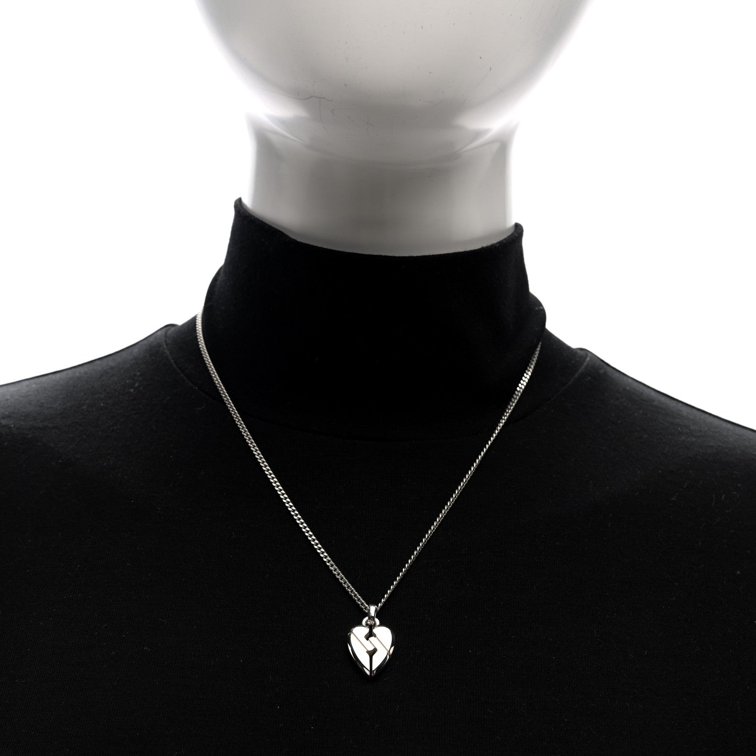 Gucci Sterling Silver Knot Heart Pendant Necklace 2 of 5