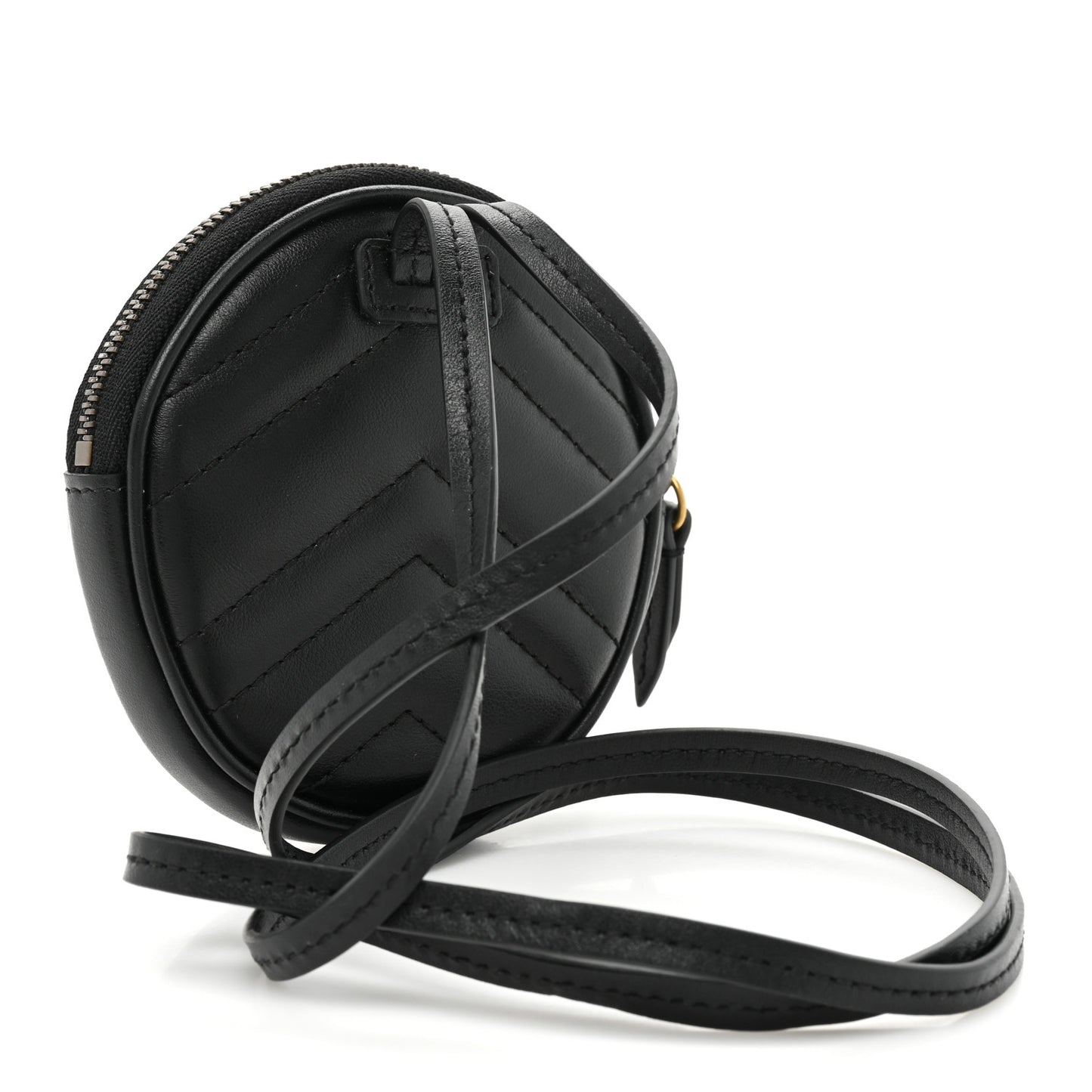 Calfskin Matelasse GG Marmont Round Mini Bag Black