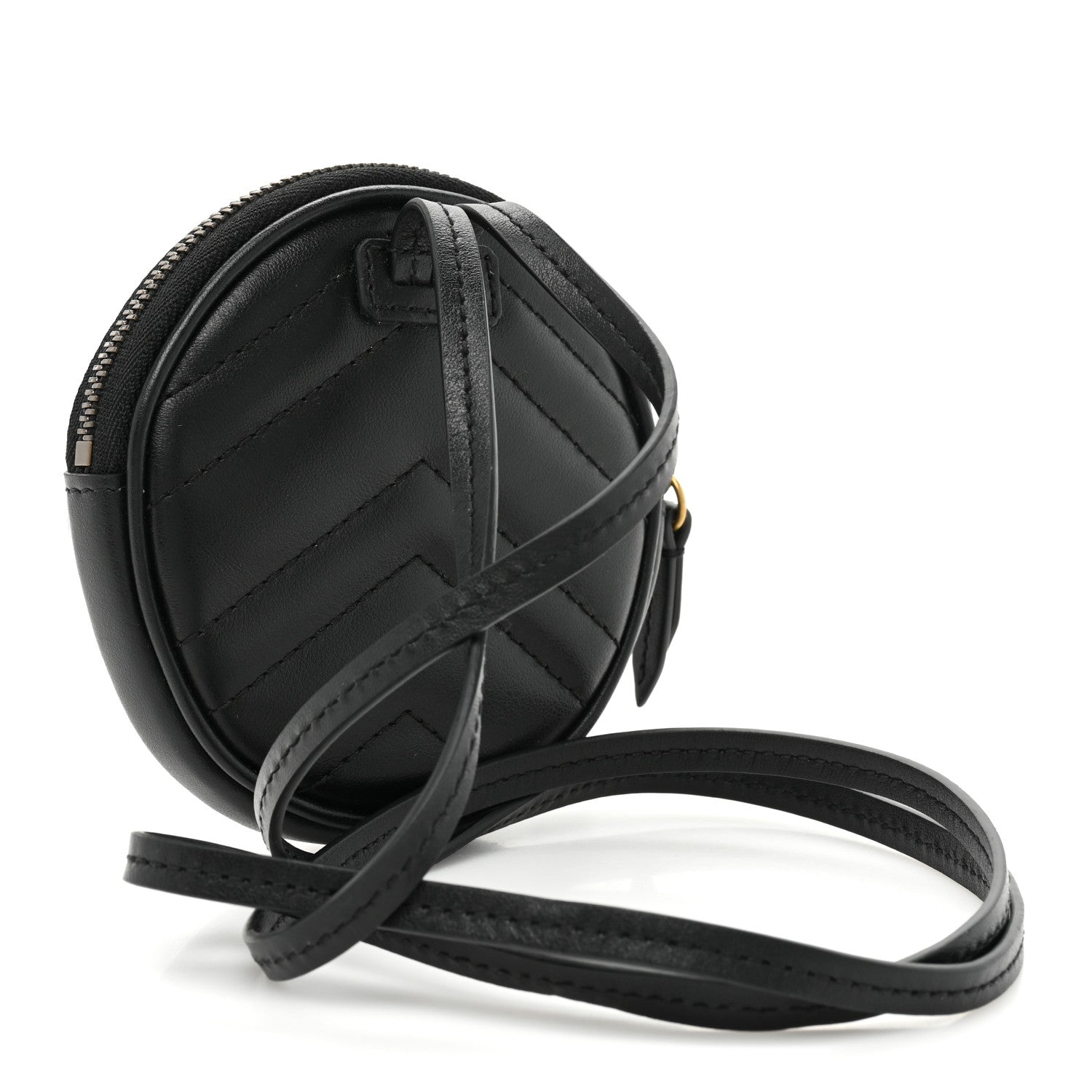 Gucci Calfskin Matelasse GG Marmont Round Mini Bag Black 3 of 10
