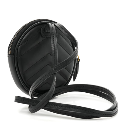 Gucci Calfskin Matelasse GG Marmont Round Mini Bag Black 3 of 10